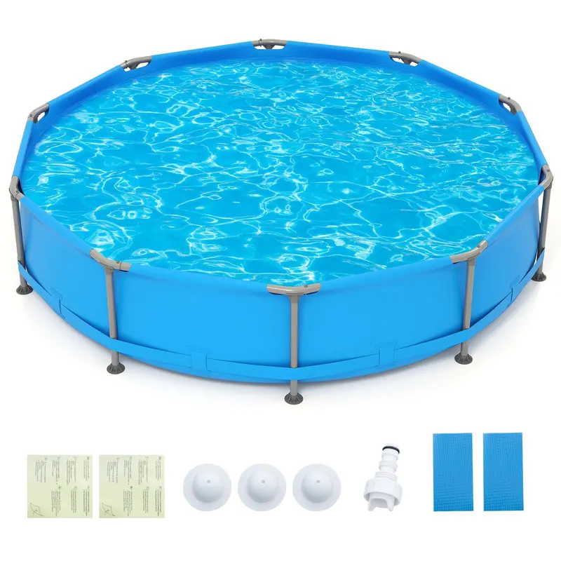 12' Square Metal-Frame Above-Ground Swimming Pool with 30-Inch Depth