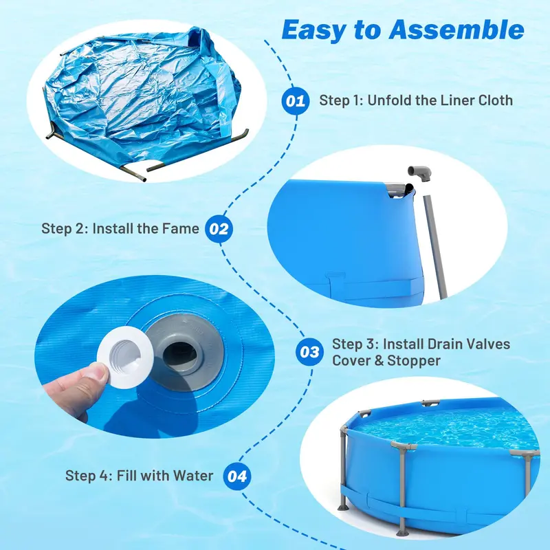 12' Square Metal-Frame Above-Ground Swimming Pool with 30-Inch Depth