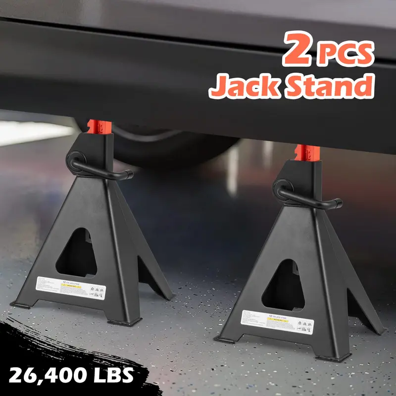 12-Ton (26,400 LB) Adjustable Jack Stands with 19-Inch to 29.5-Inch Lifting Range 2