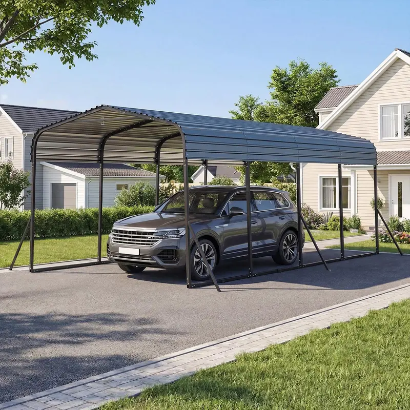 12' x 20' Industrial-Strength Galvanized Steel Carport Canopy for Cars and Equipment