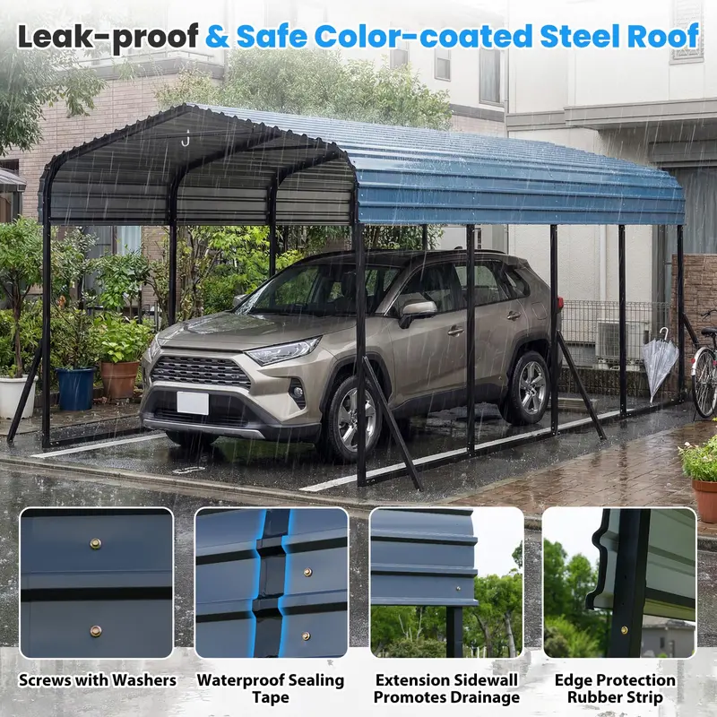 12' x 20' Industrial-Strength Galvanized Steel Carport Canopy for Cars and Equipment
