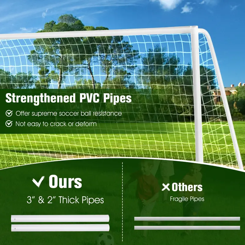 12' x 6' x 4' Portable Soccer Goal – Quick-Assembly UPVC Frame with High-Tensile Netting