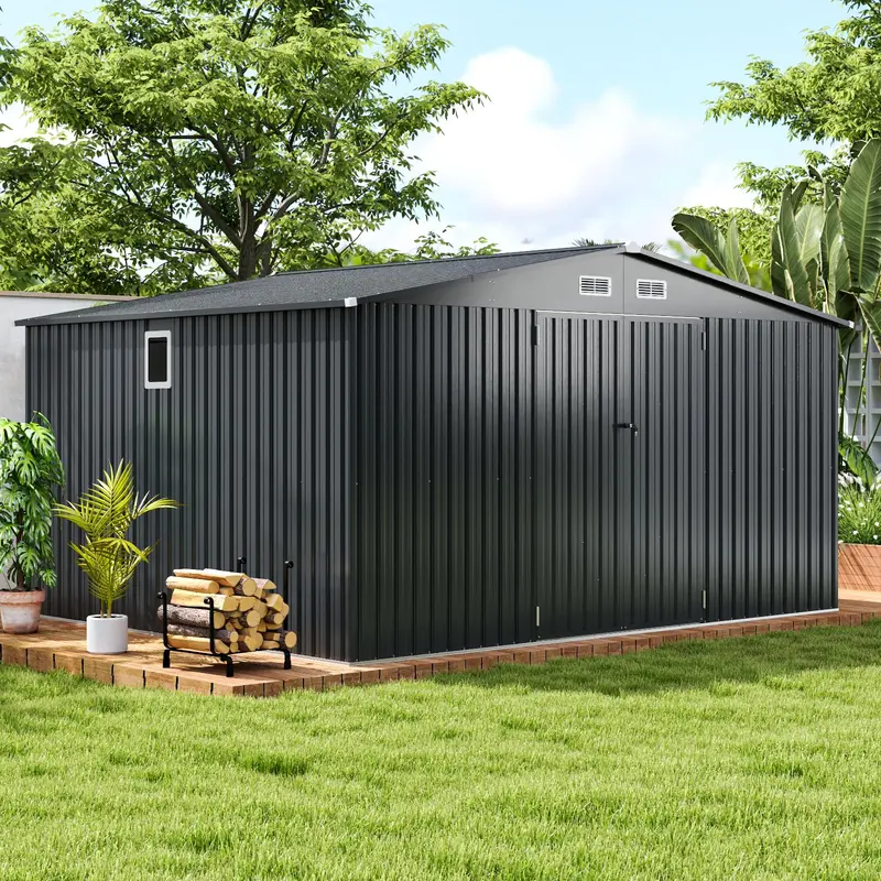 12' x 9.8' All-Weather Outdoor Storage Shed — Rustproof Galvanized Metal Utility Shelter 2