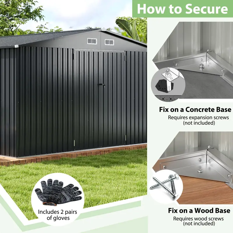 12' x 9.8' All-Weather Outdoor Storage Shed — Rustproof Galvanized Metal Utility Shelter