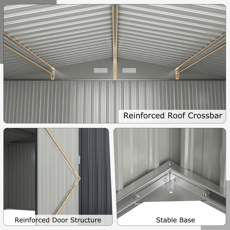 12' x 9.8' All-Weather Outdoor Storage Shed — Rustproof Galvanized Metal Utility Shelter