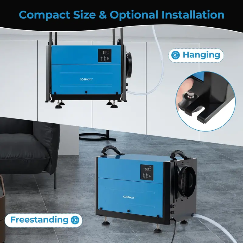 124-Pint Crawl Space Dehumidifier – Designed for 1,300 Sq. Ft Areas with 9.8-Foot Drain Hose & Remote Panel
