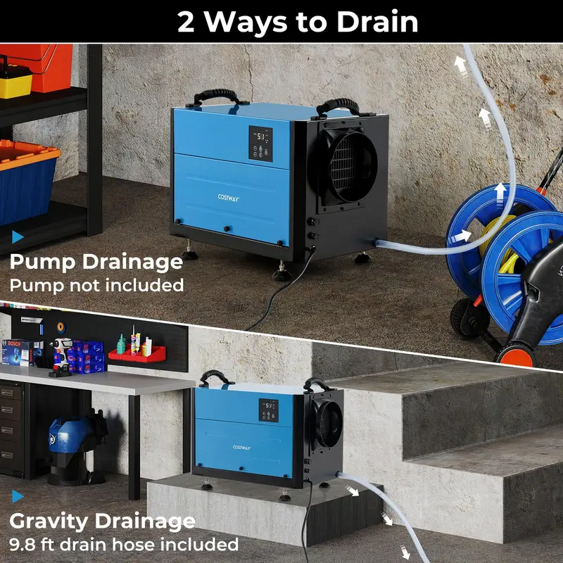 124-Pint Crawl Space Dehumidifier – Designed for 1,300 Sq. Ft Areas with 9.8-Foot Drain Hose & Remote Panel