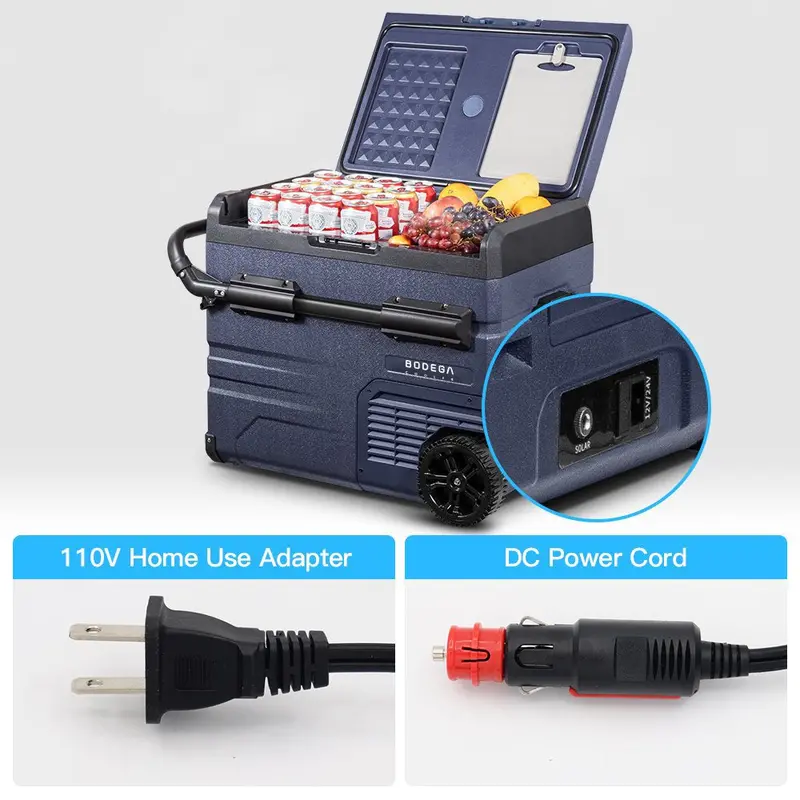 12V Dual-Zone Portable Car Fridge Freezer – 37-Quart App-Controlled Cooler for Camping & Road Trips, Dark Blue/Black