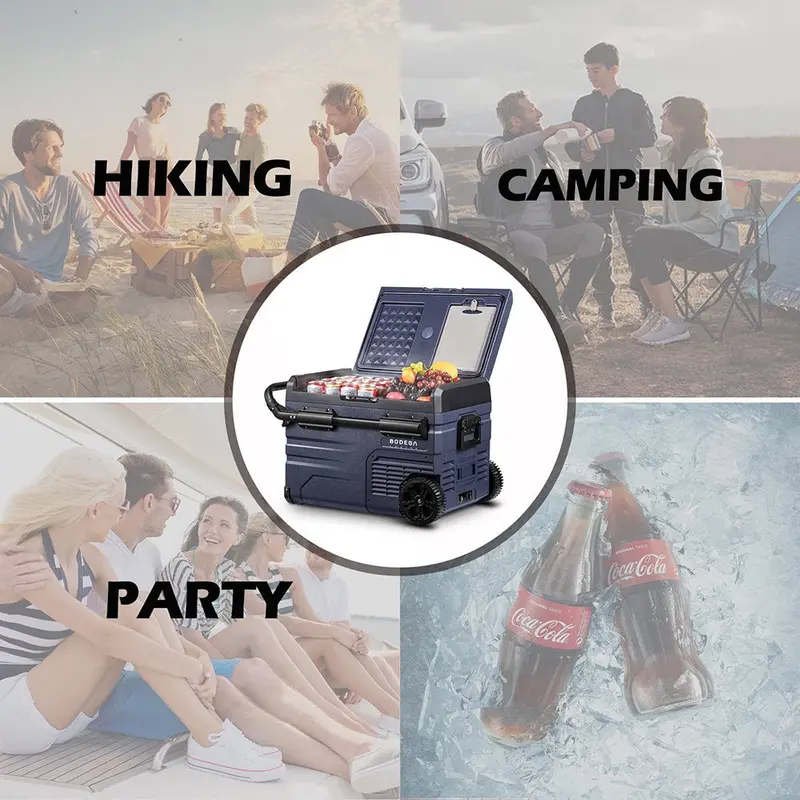 12V Dual-Zone Portable Car Fridge Freezer – 37-Quart App-Controlled Cooler for Camping & Road Trips, Dark Blue/Black