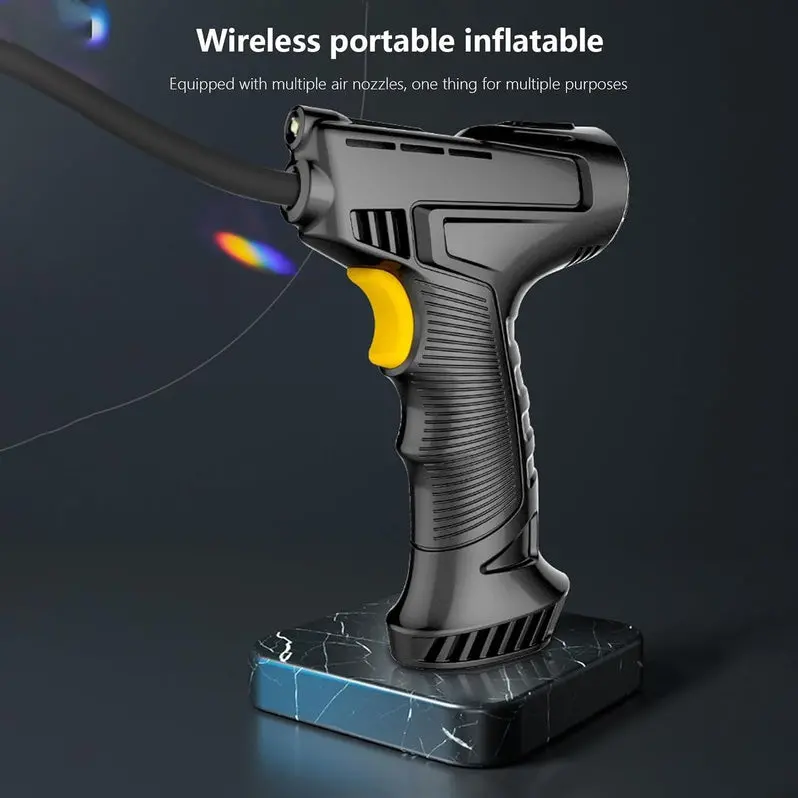 12V Portable Tire Inflator with Built-In Emergency LED Flashlight