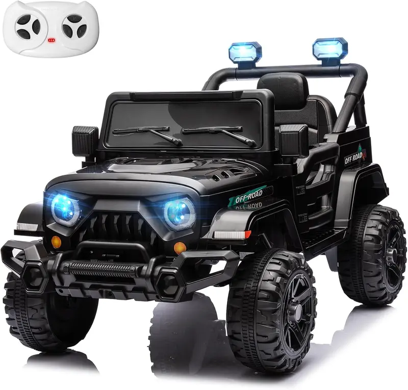 12V Remote-Controlled Ride-On Truck for Kids – Twin 35W Motors, Bluetooth Music, LED Lights, Suspension & Safety Belt (Rosy) 1