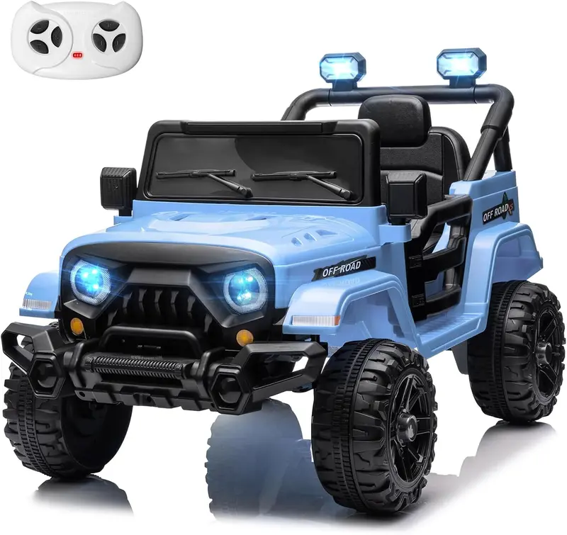 12V Remote-Controlled Ride-On Truck for Kids – Twin 35W Motors, Bluetooth Music, LED Lights, Suspension & Safety Belt (Rosy)