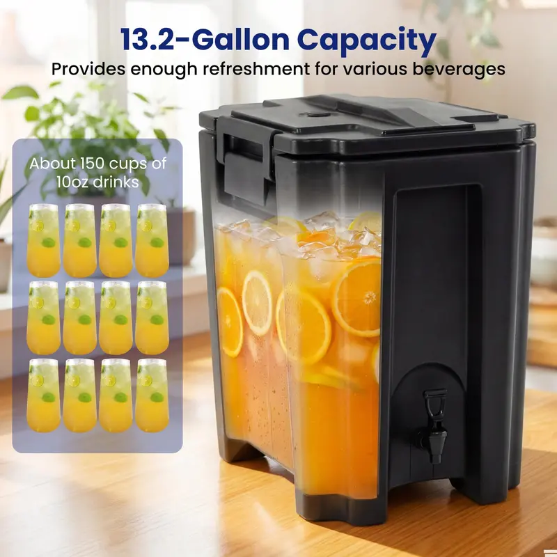 13.2-Gallon Insulated Beverage Dispenser for Parties & Events