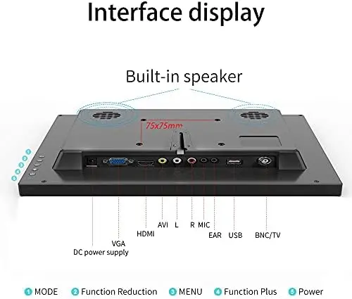 13.3-Inch Mini LED Monitor – 1366x768 Resolution with HDMI/VGA/AV/BNC/USB Inputs & Built-in Speaker