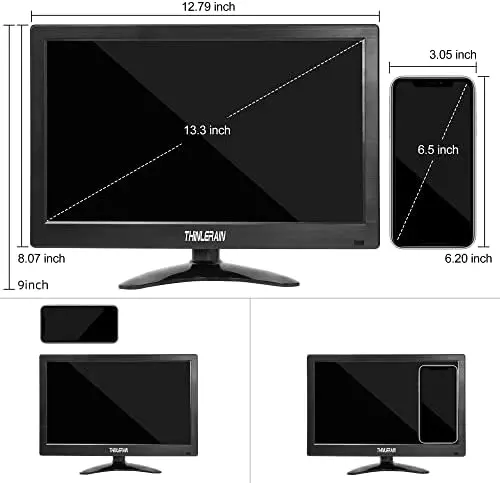 13.3-Inch Mini LED Monitor – 1366x768 Resolution with HDMI/VGA/AV/BNC/USB Inputs & Built-in Speaker