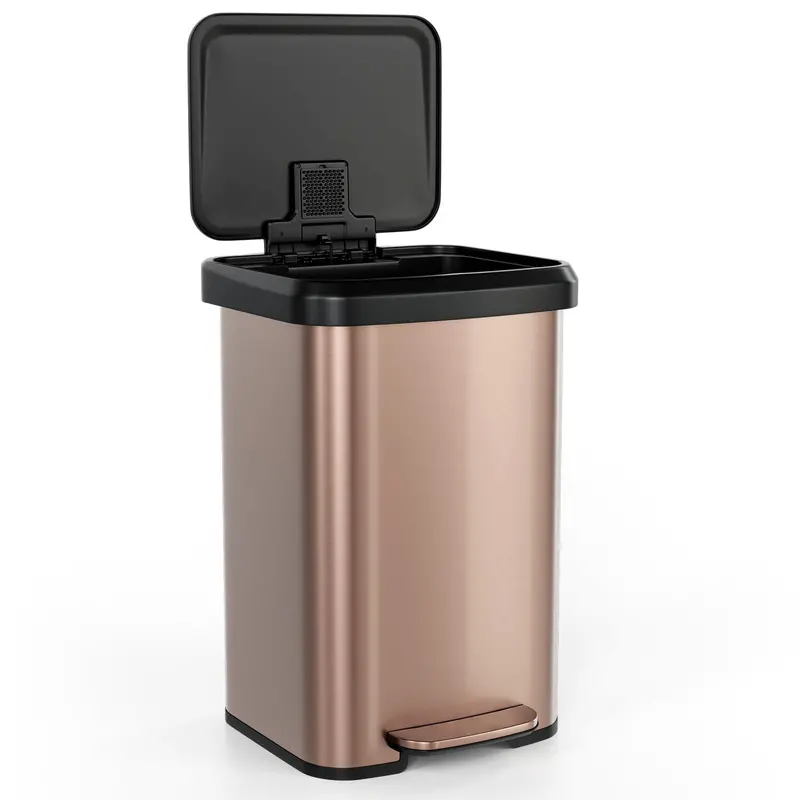 13-Gallon Stainless Steel Trash Can – Soft-Close Lid, Foot Pedal & Odor Control