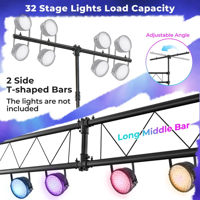 14-Foot DJ Light Truss System — 32-Channel Lighting Rig with 220-LB Load Capacity