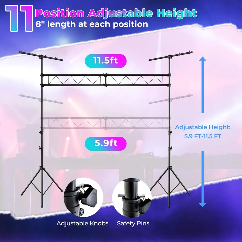 14-Foot DJ Light Truss System — 32-Channel Lighting Rig with 220-LB Load Capacity