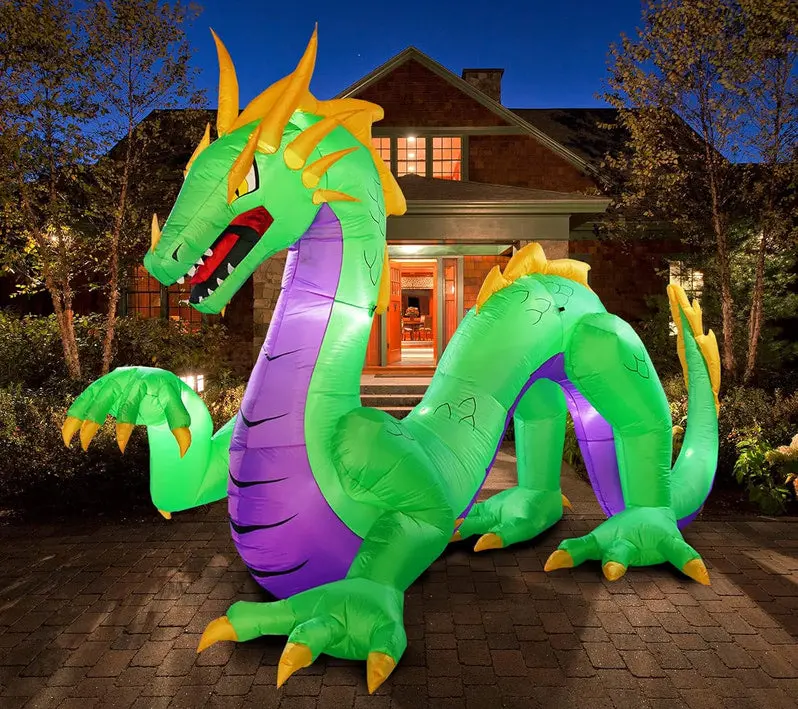 14-Foot Giant Inflatable Dragon – Outdoor Halloween Yard Decoration with Built-In Fan
