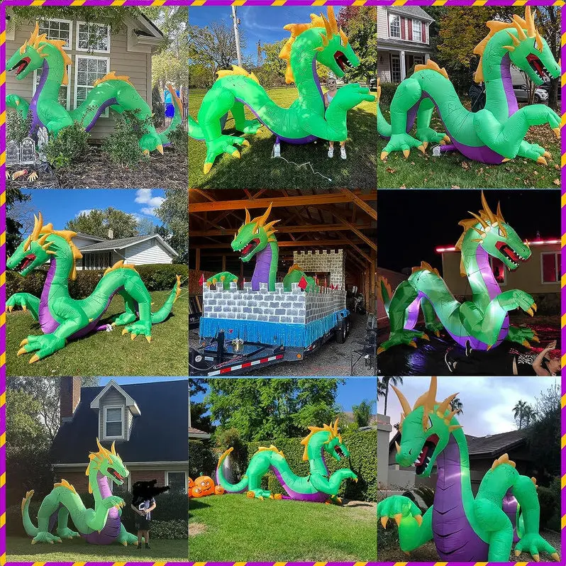 14-Foot Giant Inflatable Dragon – Outdoor Halloween Yard Decoration with Built-In Fan