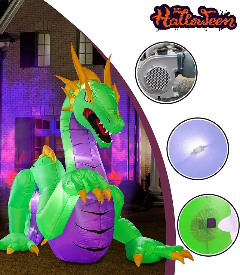 14-Foot Giant Inflatable Dragon – Outdoor Halloween Yard Decoration with Built-In Fan
