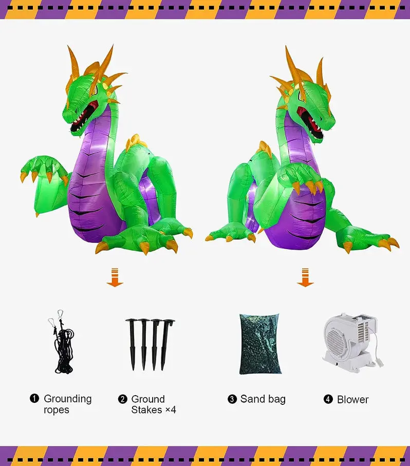 14-Foot Giant Inflatable Dragon – Outdoor Halloween Yard Decoration with Built-In Fan