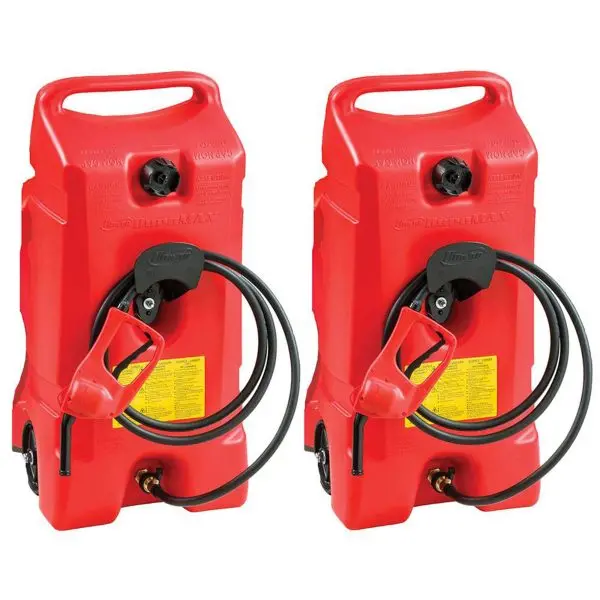 14-Gallon Portable Gas Fuel Tank with Integrated Pump – 2-Pack, Red