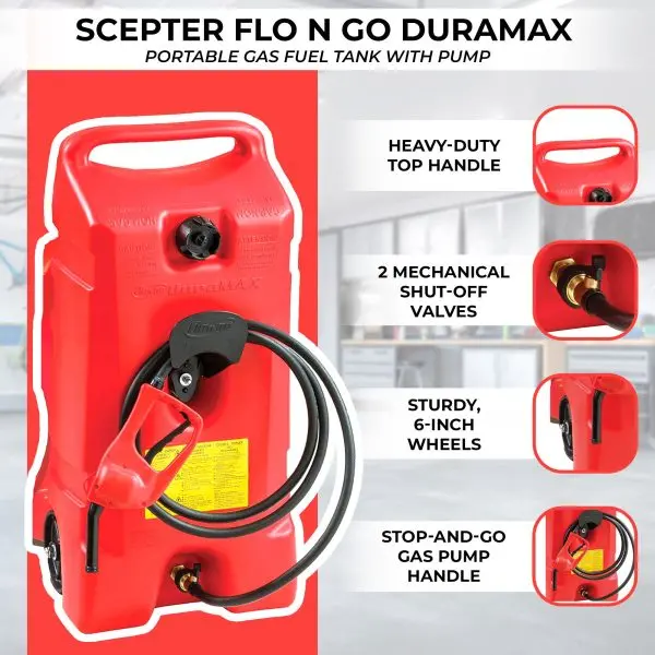 14-Gallon Portable Gas Fuel Tank with Integrated Pump – 2-Pack, Red