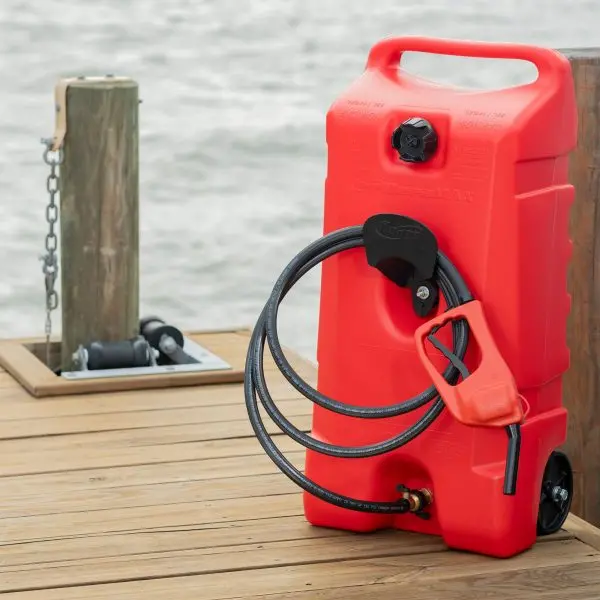 14-Gallon Portable Gas Fuel Tank with Integrated Pump – 2-Pack, Red