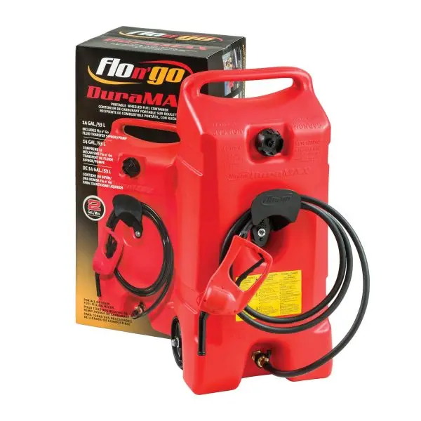14-Gallon Portable Gas Fuel Tank with Integrated Pump – 2-Pack, Red