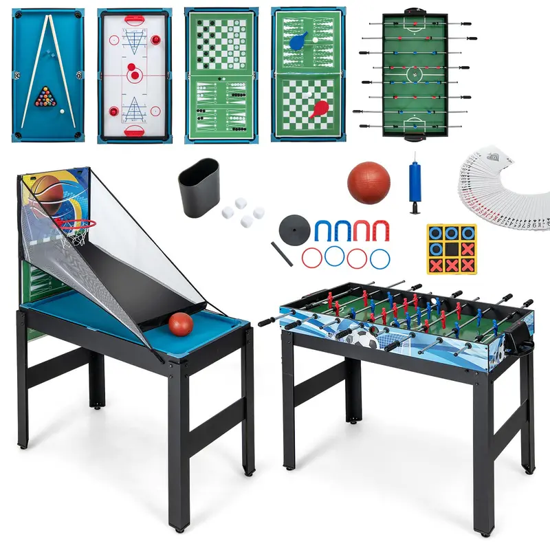14-in-1 All-in-One Game Table Featuring Foosball, Air Hockey, Billiards, Table Tennis, Basketball, Chess, Checkers, Bowling & Shuffleboard