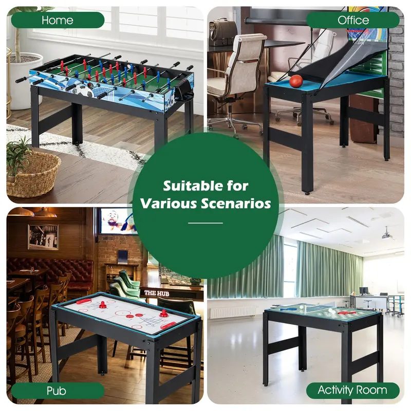 14-in-1 All-in-One Game Table Featuring Foosball, Air Hockey, Billiards, Table Tennis, Basketball, Chess, Checkers, Bowling & Shuffleboard