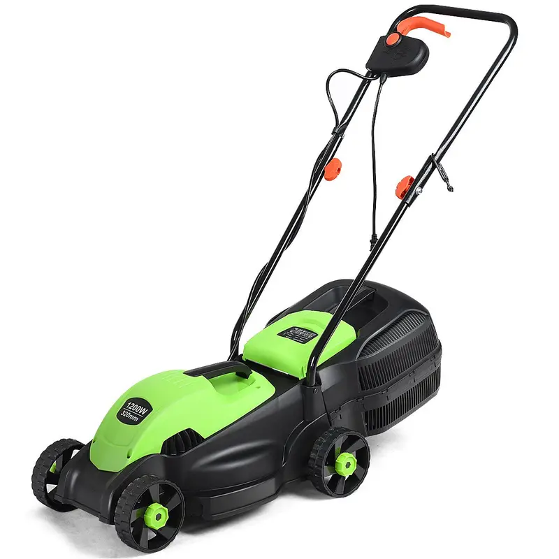 14-Inch Corded Electric Lawn Mower – 12-Amp Push Mower with Grass Bag & Foldable Handle