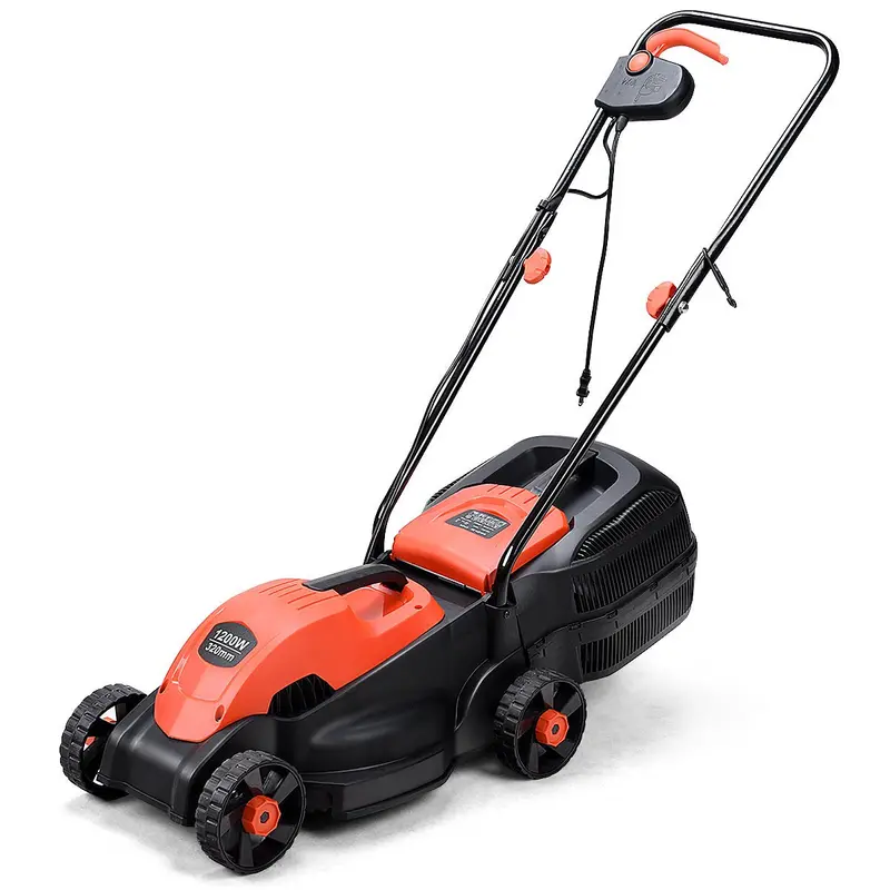 14-Inch Corded Electric Lawn Mower – 12-Amp Push Mower with Grass Bag & Foldable Handle