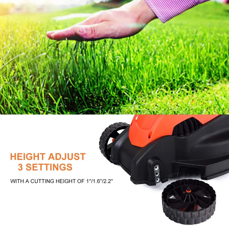 14-Inch Corded Electric Lawn Mower – 12-Amp Push Mower with Grass Bag & Foldable Handle