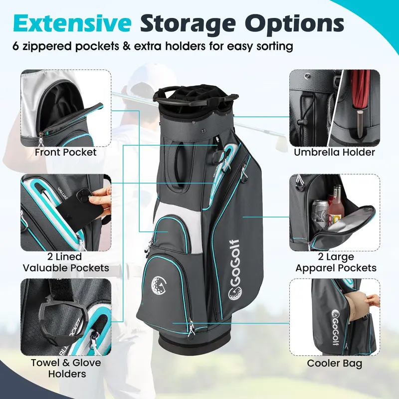 14-Way Divider Portable Golf Bag – Lightweight Carry Solution for Men and Women