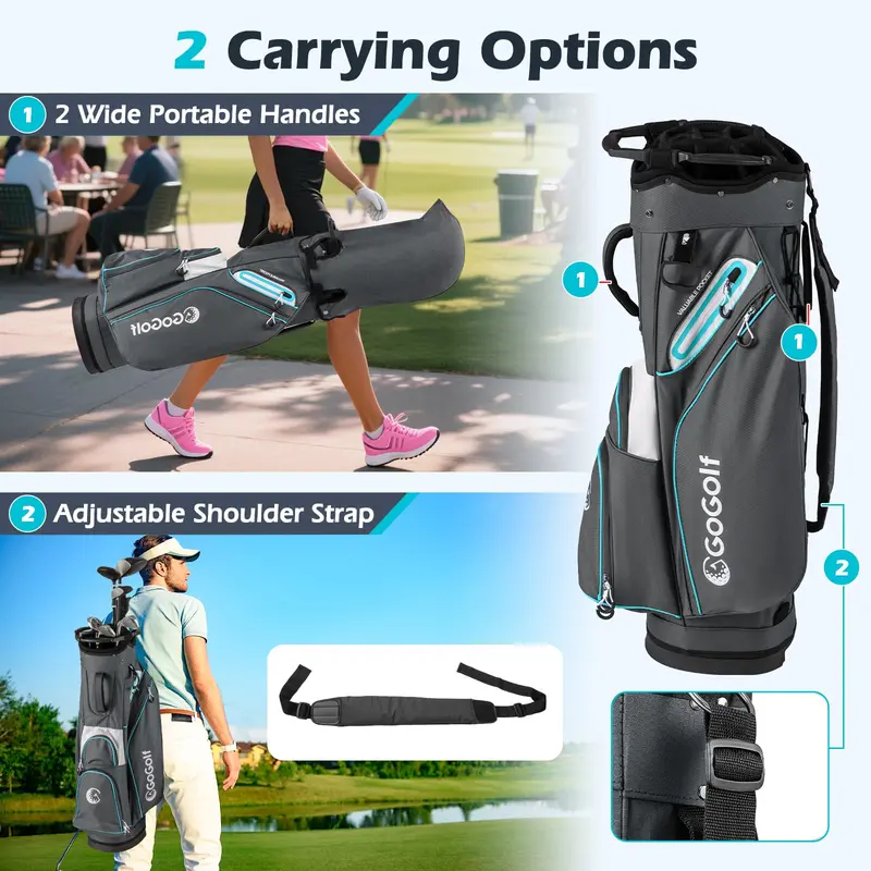 14-Way Divider Portable Golf Bag – Lightweight Carry Solution for Men and Women