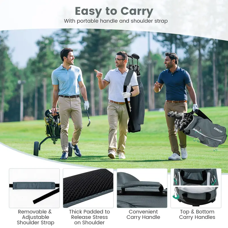 14-Way Golf Cart Bag – Lightweight Stand Bag with Organizer Compartments