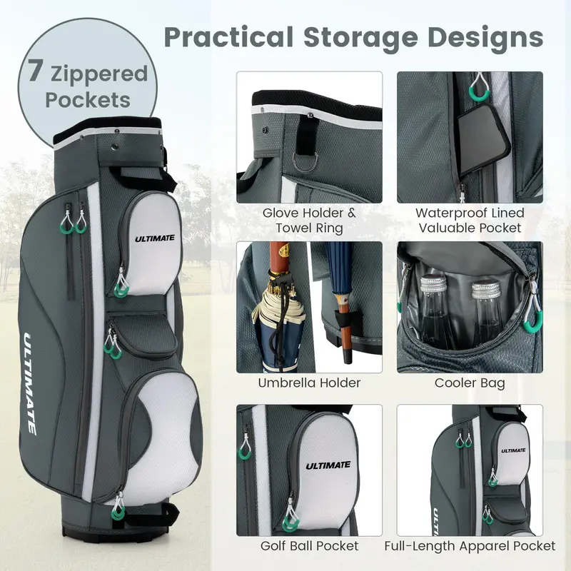 14-Way Golf Cart Bag – Lightweight Stand Bag with Organizer Compartments