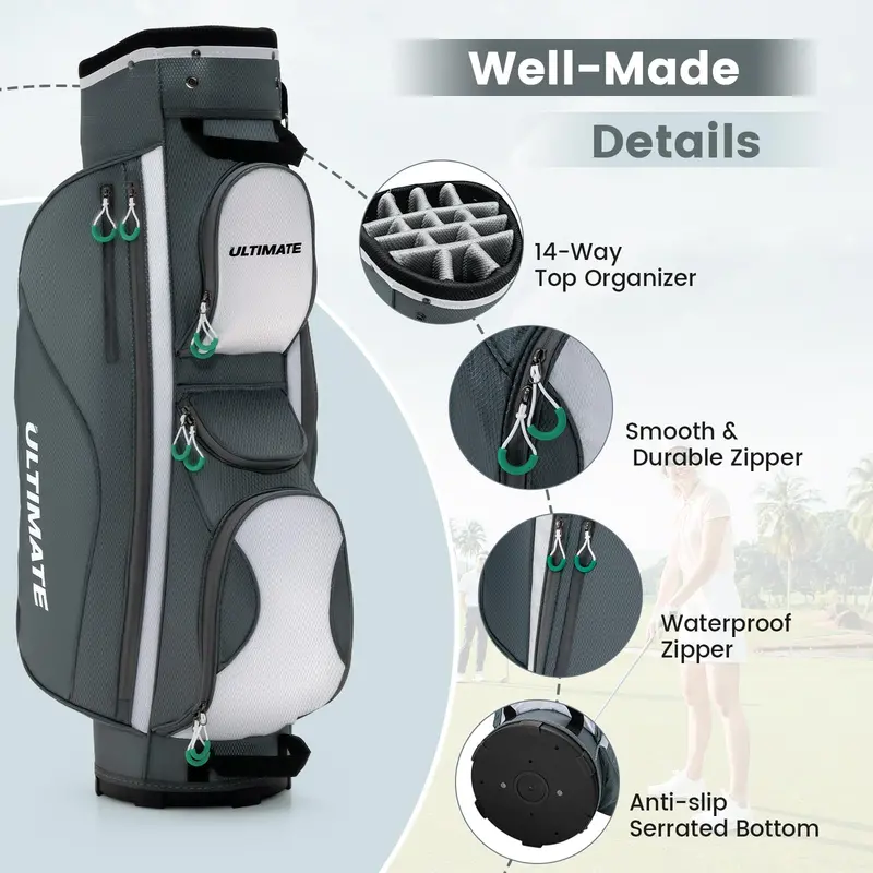 14-Way Golf Cart Bag – Lightweight Stand Bag with Organizer Compartments