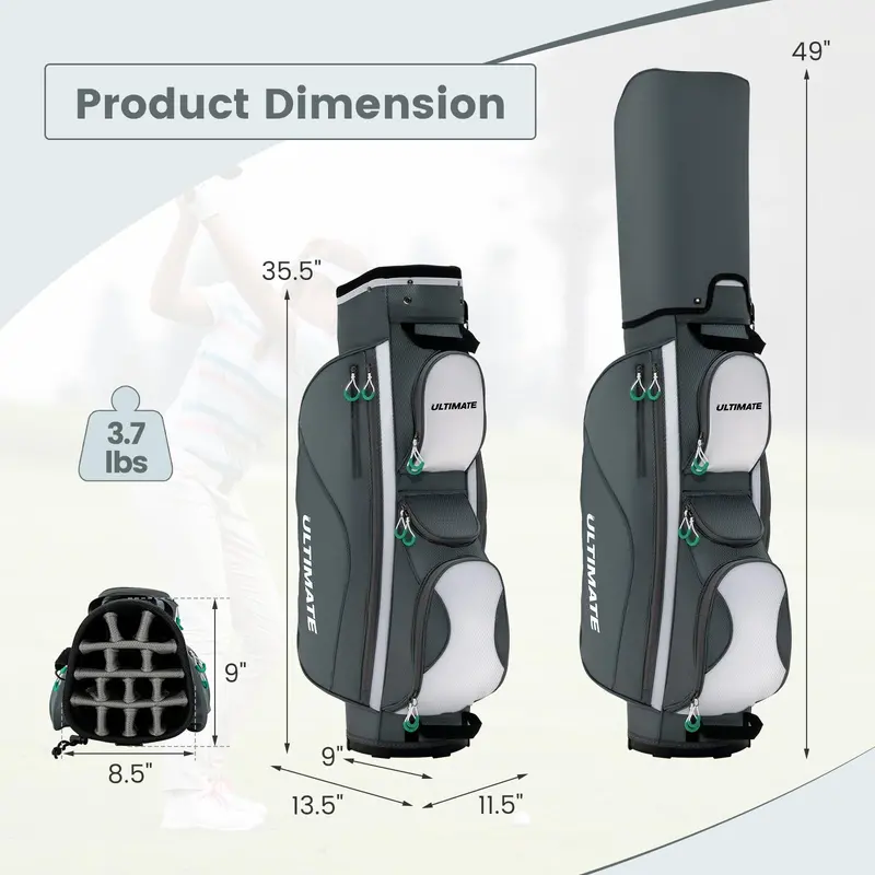 14-Way Golf Cart Bag – Lightweight Stand Bag with Organizer Compartments