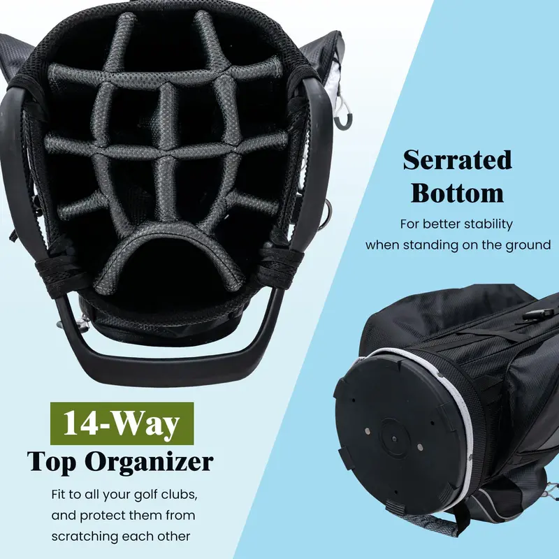 14-Way Golf Cart Bag with Cooler Compartment and 7 Functional Zip Pockets 2