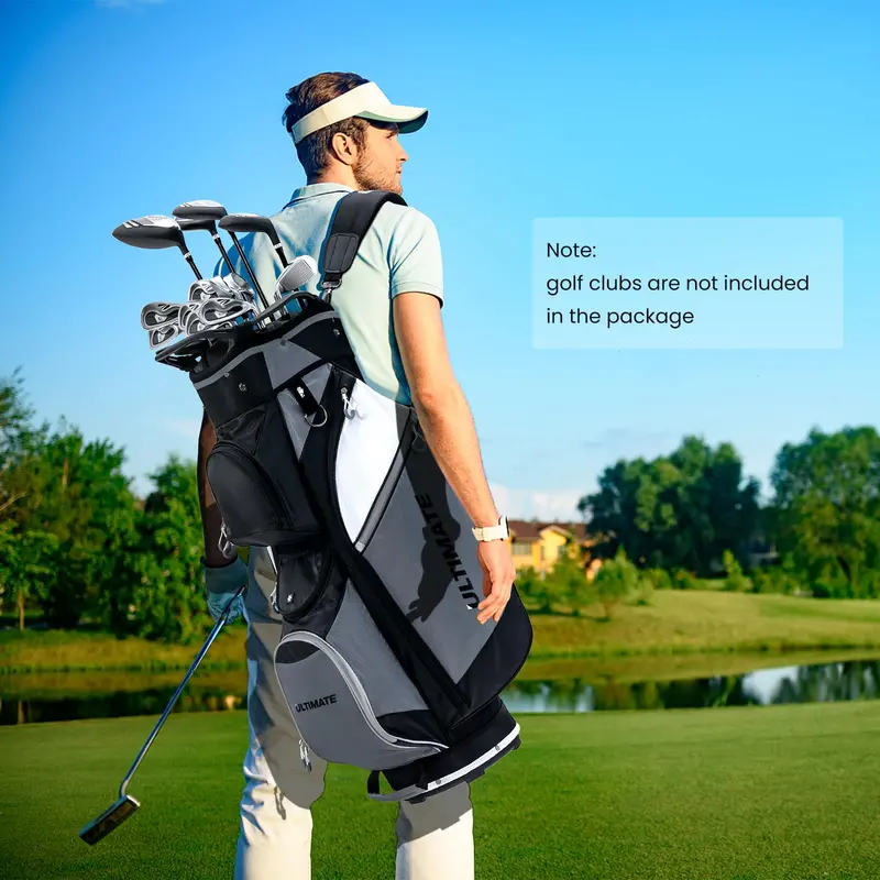 14-Way Golf Cart Bag with Cooler Compartment and 7 Functional Zip Pockets
