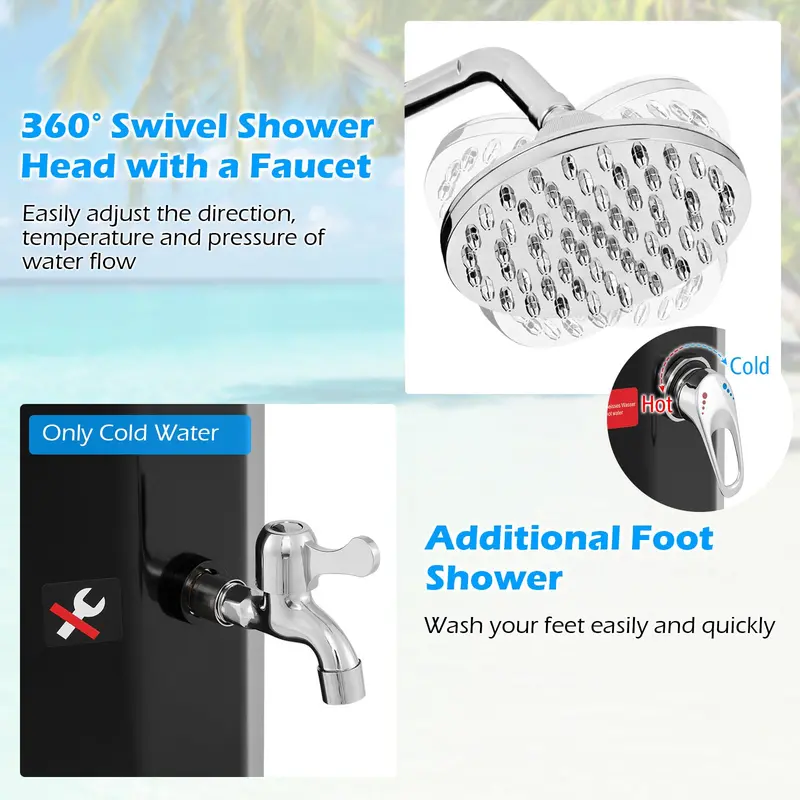 15.9-Gallon (60-Liter) Portable Solar Outdoor Shower for Camping and Backyard Use