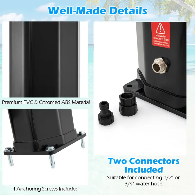 15.9-Gallon (60-Liter) Portable Solar Outdoor Shower for Camping and Backyard Use