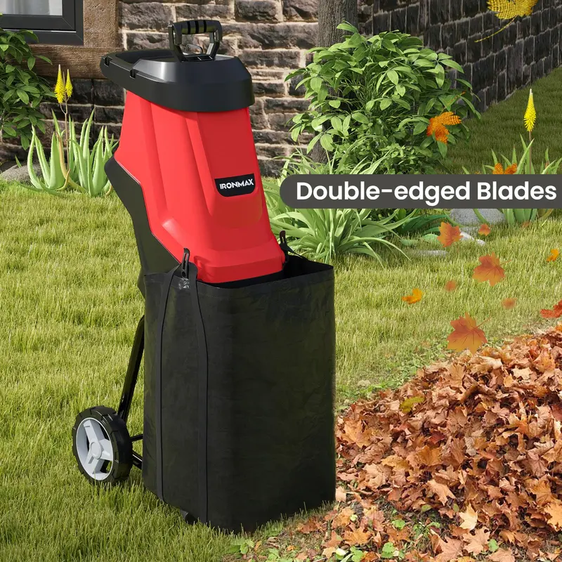 15-Amp Electric Wood Chipper & Leaf Shredder – Wheeled Mulcher with Safety Lock 2