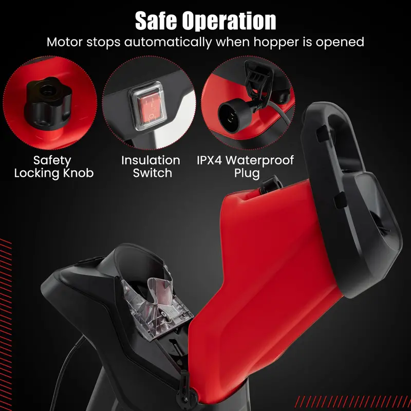 15-Amp Electric Wood Chipper & Leaf Shredder – Wheeled Mulcher with Safety Lock