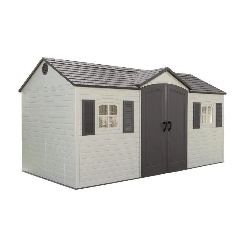 15 ft. x 8 ft. Side-Entry Plastic Outdoor Storage Shed – Weather-Resistant Resin Build