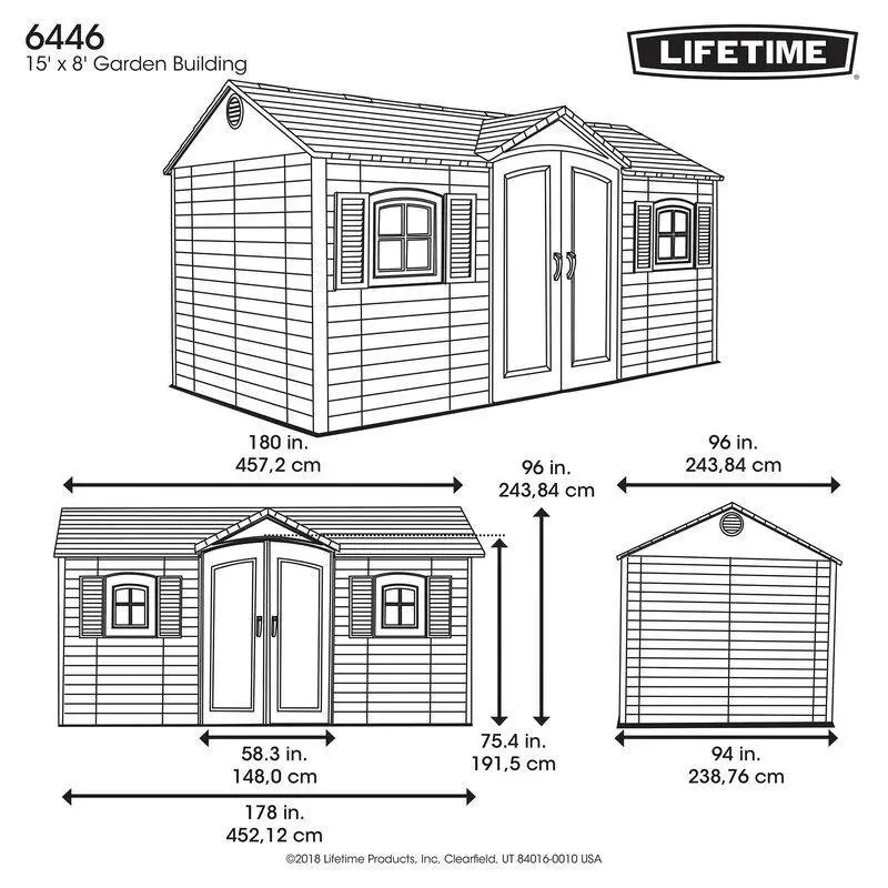 15 ft. x 8 ft. Side-Entry Plastic Outdoor Storage Shed – Weather-Resistant Resin Build