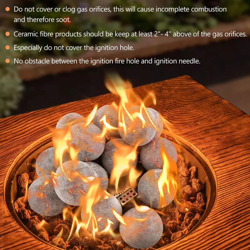15-Piece Set of Ceramic Fiber Fire Balls – Heat-Resistant Decorative Fireplace Elements